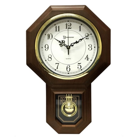 Timekeeper 180WAGM Essex Westminster Chime Faux Wood Pendulum Wall Clock, Walnut