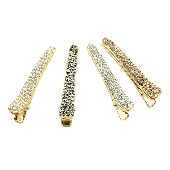 4 Uds. Pinzas para el pelo de cristal con diamantes de imitación, pasador de perlas, accesorios para el cabello, pinzas para el pelo de cocodrilo para niñas y mujeres