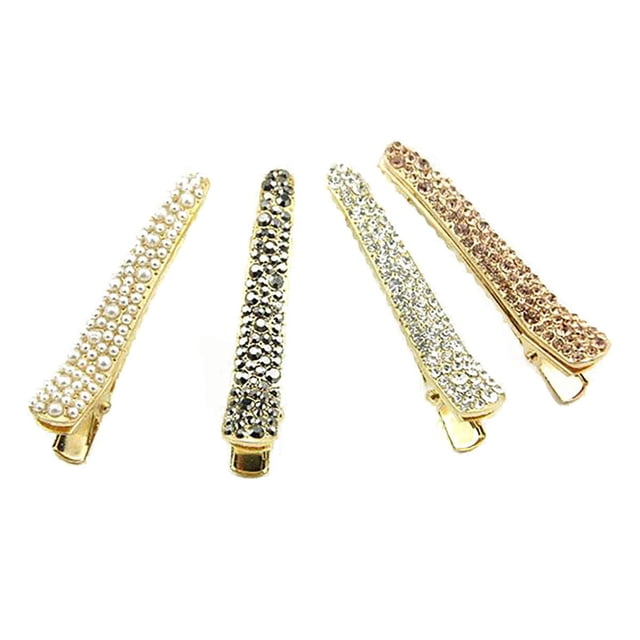 4 Uds. Pinzas para el pelo de cristal con diamantes de imitación, pasador de perlas, accesorios para el cabello, pinzas para el pelo de cocodrilo para niñas y mujeres