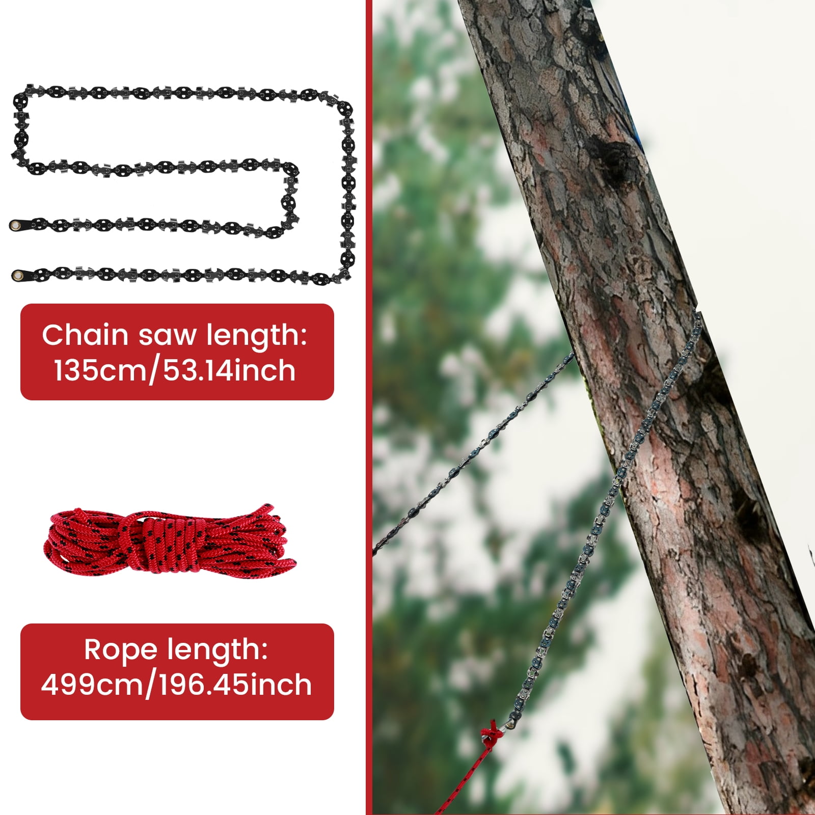Lzvxtym Tree Limb Rope Saw 53inch 68 Teeth High Limb Hand Rope Chainsaw Portable Hand Chain Saw Folding Limb Cutter Rope Saw
