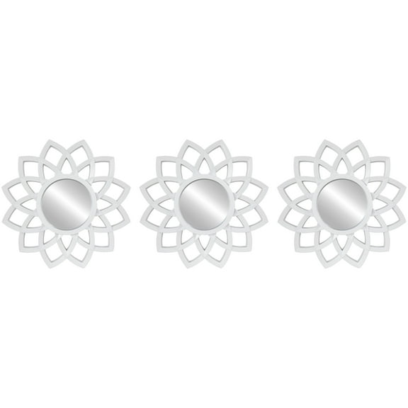 Northlight Set of 3 Arched Floral Matte White Wall Mirrors 9.5"