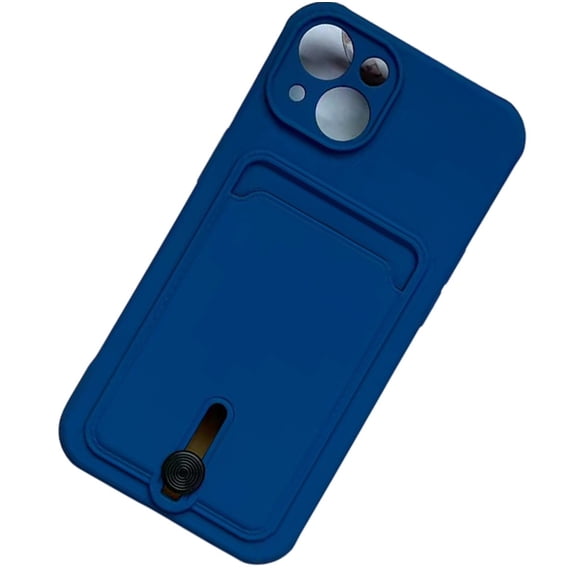 Silicone Card Holder Protection Case Compatible With iPhone 15 in Navy