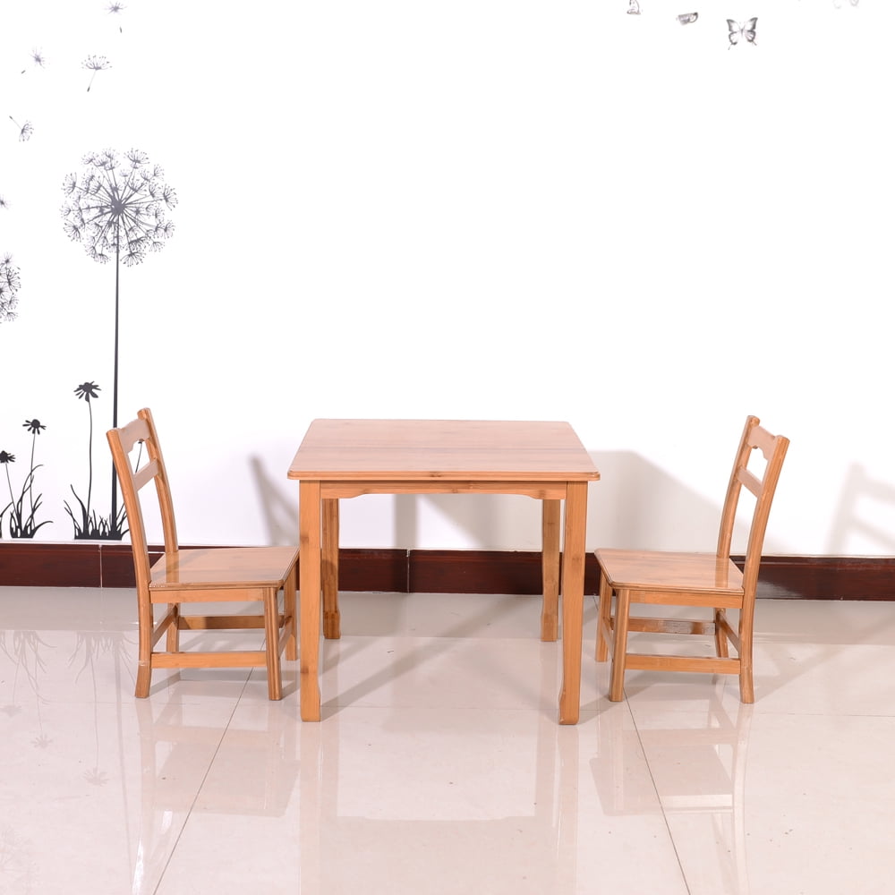 Kids Dining Table 2 Piece Chair Set Pine Wood Children Furniture Natural | Walmart Canada