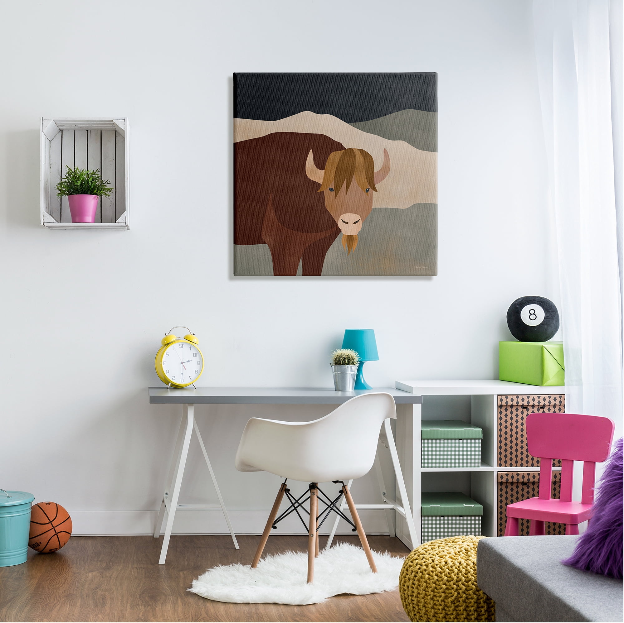 Stupell Industries Modern Cattle Portrait Animals & Insects Painting Gallery Wrapped Canvas Art Print Wall Art, 30 x 30