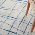 thumbnail image 5 of 4â€™ x 6â€™ Ivory and Blue Irregular Grids Area Rug, 5 of 13