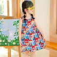 thumbnail image 4 of Caqnni Toddler Little Girls Floral Print Sleeveless Dress Set Summer Beach Dress (18-24 Months,Multicolour), 4 of 5