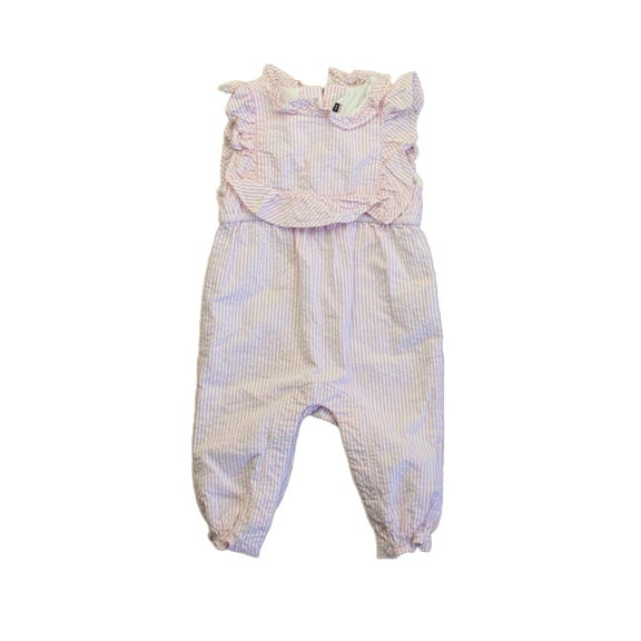 Pre-Owned Janie and Jack Girls Pink Stripe Romper size: 3-6 Months (Good)