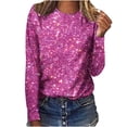 thumbnail image 1 of Amzcrzy Hauts pour Femmes Mode Col Rond Hauts à Sequins pour Femmes Manches Longues Polyvalentes Décontractées Printemps Été Hauts Confortables Élégants pour Sortir, 1 of 4