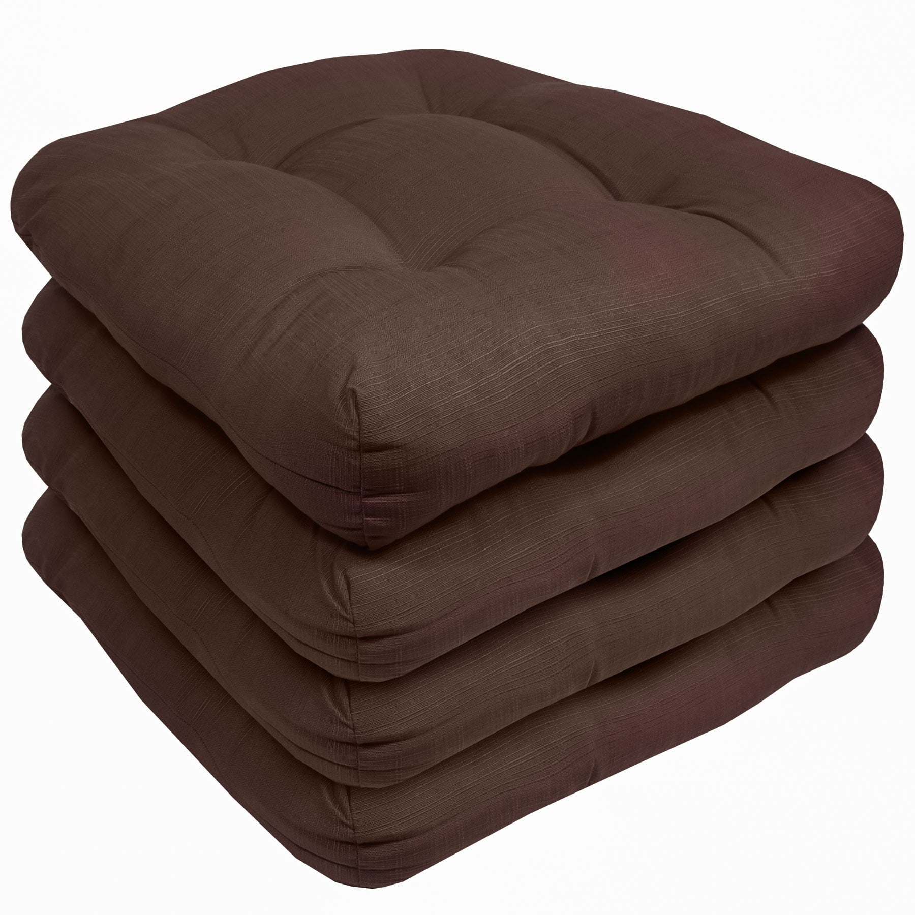 Indoor-Outdoor Reversible Patio Seat Cushion Pad 4 Pack - Chocolate 19