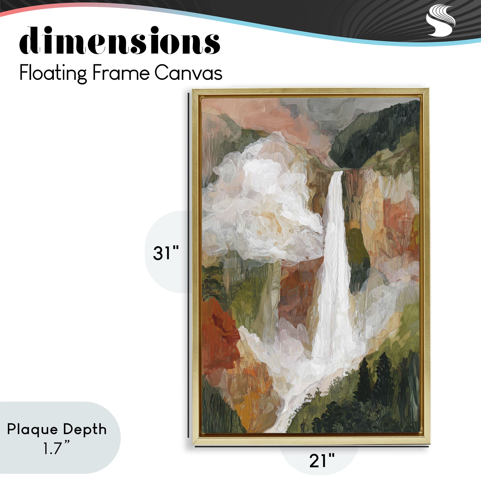 Stupell Industries Mountain Waterfall Landscape Gold Framed Floater Canvas Wall Art, design by Chromatic Storm Studio