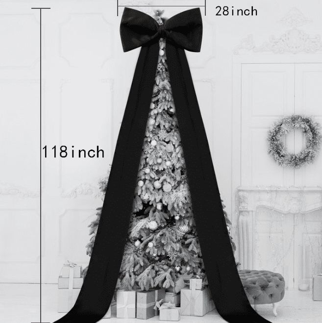 Meikd Extra-Large Decorative Bow: Giant Bow with Long Tassels—Perfect for Gift Decorations, Wedding Arches, Holiday Parties, and Christmas Trees (Black)