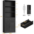 thumbnail image 3 of Casaottima Book Shelf & Bookcase with Doors and Drawer, 6-Tier Tall Bookshelf, Floor Standing Display Storage Shelves for Home Office, Living Room, Black, 3 of 13