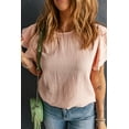 thumbnail image 3 of POGLIP Women's Pink Textured Tiered Ruffled Short Sleeve Blouse, 3 of 6