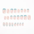 thumbnail image 2 of 24pcs Armor Premium French White and Blue Colorblock Line Wavy Nails Removable Nails, 2 of 5