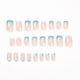 thumbnail image 2 of 24pcs Armor Premium French White and Blue Colorblock Line Wavy Nails Removable Nails, 2 of 5