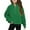 Green, variant on Blue Half Zip Crop Sweatshirt for Girls, Long Sleeve Pullover Tops, Lightweight Winter Clothing with Front Pocket and Thumbholes