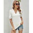 thumbnail image 4 of ZHENWEI Womens Casual V-Neck T-Shirts Loose Puff Short-Sleeve Tops Tunic Blouse, 4 of 9
