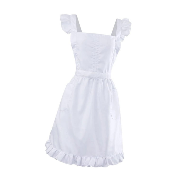 deevoka Maid Ruffle Retro Apron Waitress Fancy Dress Baking Women with  Front Pockets - Walmart.com