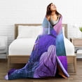 thumbnail image 5 of DouZhe Ultra-Soft Micro Fleece Lightweight Flannel Bed Blanket, Gnome Moon Snow Purple Print Cozy Warm Throw Blankets, 60"x50", 5 of 7