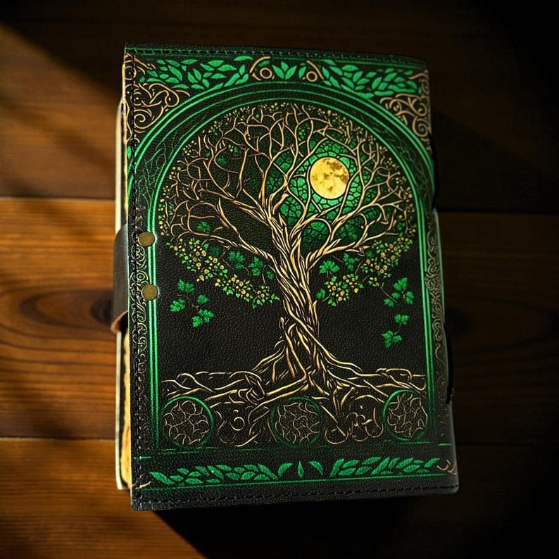 Tree of Life Leather Journal – Handmade Grimoire Book of Shadows – Size 5x7" | 200 Handmade Pages | Vintage Lock