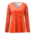 thumbnail image 2 of Gibobby Camisa Elegante Para Mujer Camiseta de manga larga con cuello en V y estampado a la moda para mujer（Anaranjado， XL), 2 of 5