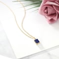 thumbnail image 4 of Gem Stone King 18K Yellow Gold Plated Silver Blue Lapis and White Diamond Pendant Necklace for Women | 2.03 Cttw | Gemstone Birthstone | Emerald Cut 9X7MM | With 18 inch Silver Chain, 4 of 4