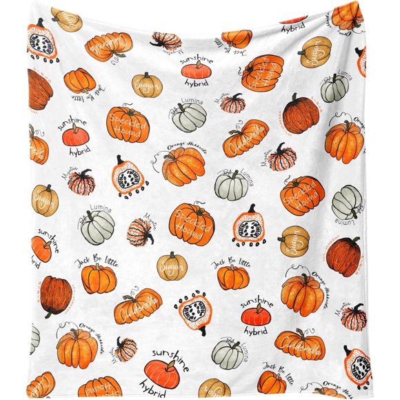 Fall Pumpkin Blanket,Thanksgiving Blankets,Burnt Orange Fall Pumpkin Blanket Throw,Thanksgiving Fall Flannel Fleece Throw Blanket for Home Living Room Couch Bed Chair or Dorm Decor 60"x50"