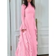 thumbnail image 6 of Women'S Bodycon Dresses Elegant Bell Sleeve Ruffle Hem Cocktail Party Long Dress Pink XL, 6 of 9