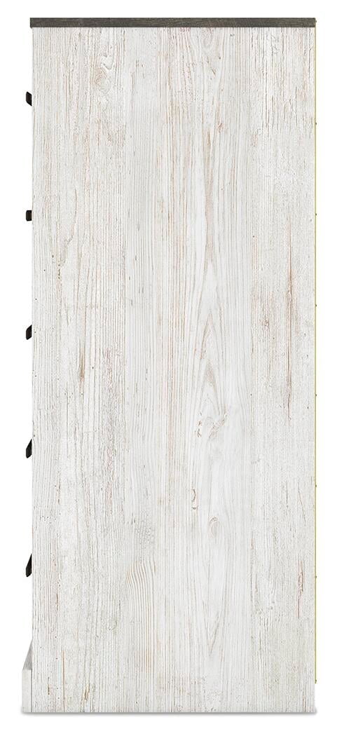 Signature Design by Ashley Casual Shawburn Chest of Drawers, Whitewash/Charcoal Gray