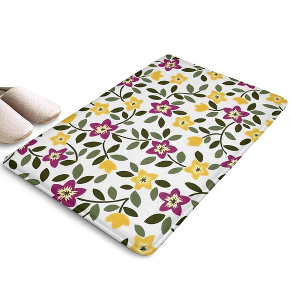 Pioneer Flower Floral Print Flannel Non Slip Door Rugs,Washable Door Mats Indoor,Decorative Door Mats,Dirt-Resistant and Absorbent Doormat for Entrance,Bedroom,Kitchen,Bathroom,23.5"x16"