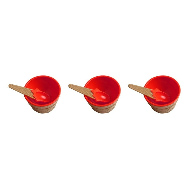Toystoory Taza de helado para niños Postre para niños Mezcla de helado Tazón de PP con cuchara Vajilla Vajilla, rojo brillante Type1 NO1 Toystoory CBP146441