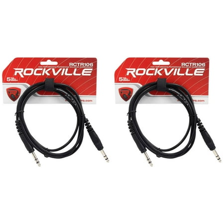 2 Rockville RCTR106B Black 6' 1/4'' TRS to 1/4'' TRS Cable 100%
