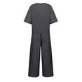 thumbnail image 6 of EINCcm Cotton Linen Pants Suits for Women Summer 2 Pieces Outfits Casual Short Sleeve Crop Top and Wide Leg Pants Sets, 6 of 6