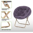 thumbnail image 6 of WSSYzyzf Saucer Chair for Teens Adults, Oversized Folding Cozy Moon Chair with Gold Metal Frame, Furry Faux Fur Comfy Lazy Seat for Bedroom, Living Room, Dorm Room, Apartment (Purple, Set of 2), 6 of 19
