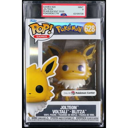 Pokemon, PSA Graded 9 MINT, Jolteon Collectible Vinyl Figure #628, Fully Encapsulated Bundle with Compatible Funko Pop! PSA Hard Protector Case