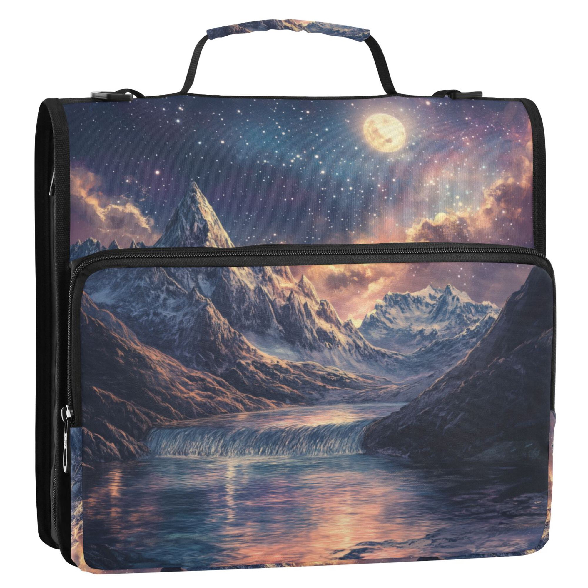 FORMRS Zipper Binder with Shoulder Strap 2-inch Ring 500 Sheet Capacity File Bag, Ethereal Mountain