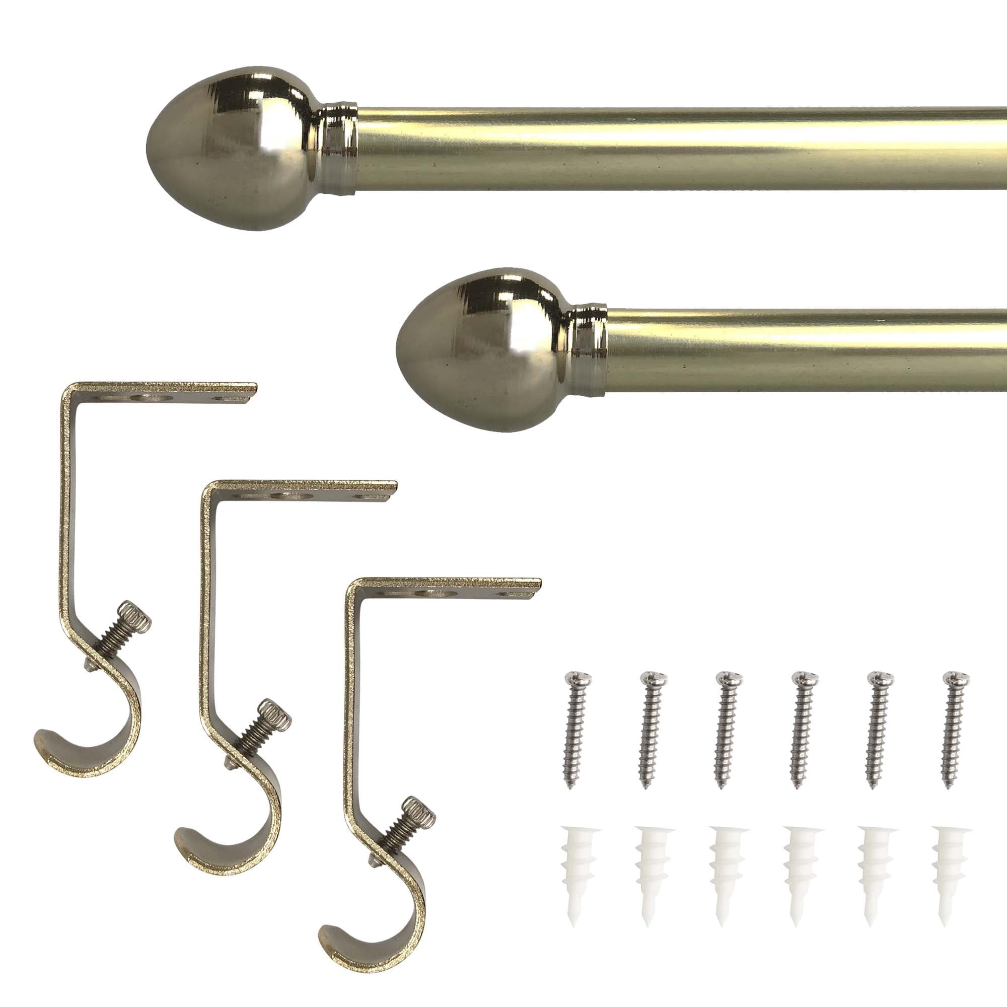 Lumi Home Furnishings 5/8" 48in. -84in. Drapery Single Curtain Rod Set with Acorn finials_Soft Gold 2-PACK