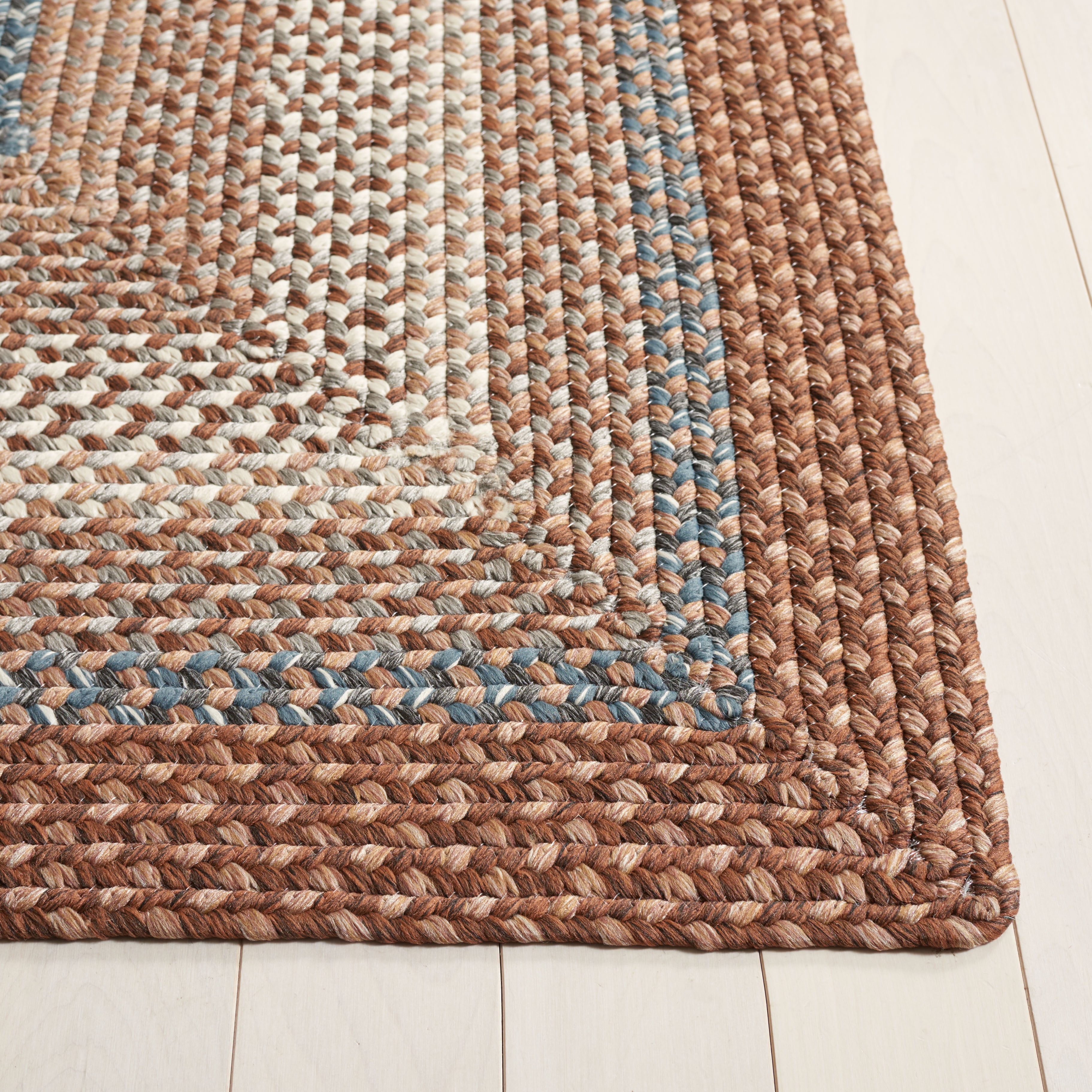 Safavieh Braided Angel Bordered Machine Washable Reversible Runner Rug, Brown/Multi, 2'3" x 16'