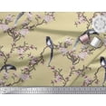 thumbnail image 3 of Soimoi Beige Cotton Duck Fabric Floral & Paradise Whydah Bird Printed Fabric 1 Yard 44 Inch Wide, 3 of 3