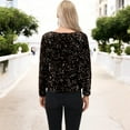 thumbnail image 6 of Women's Long Sleeve Sequin Top Round Neck Sparkle Blouse- Small, Black and Gold, 6 of 7
