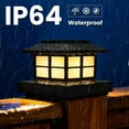 thumbnail image 3 of FKHouse 8 Pack Black Solar Warm White Post Cap Lights, 4X4 5X5 6X6 Fence Deck Post LightsSolar Powered Waterproof for Garden, Yard, Deck, Patio, 3 of 7