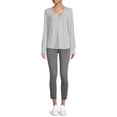 thumbnail image 2 of Time and Tru Women's Cozy Henley T-Shirt with Long Sleeves, 2 of 5