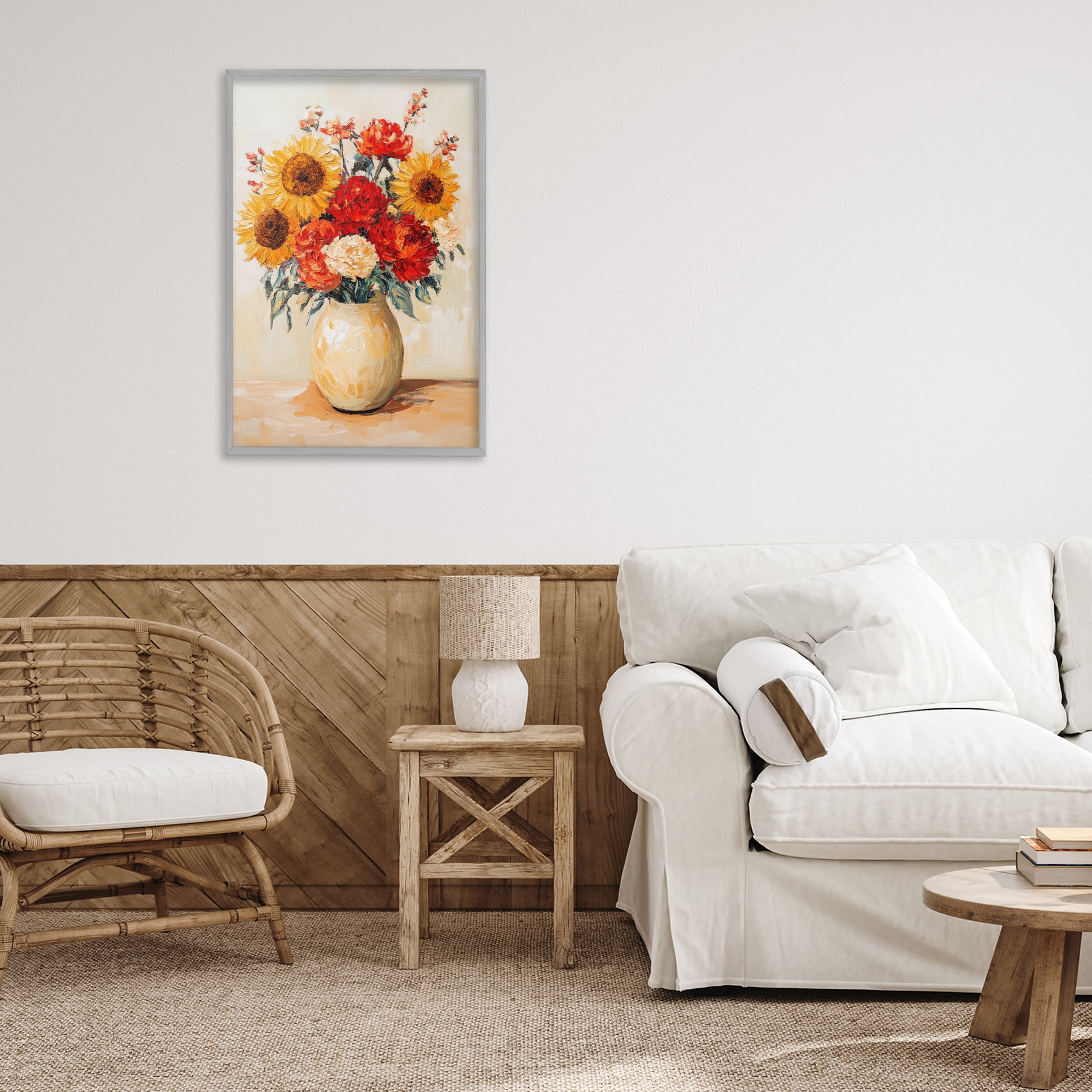 Charming Bouquet of Fall Gray Framed Giclee Art, design by Petal Prints Design