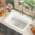 thumbnail image 4 of DeerValley DV-1K509 Fireclay 27" L x 19" W Undermount Kitchen Sink in White with Grid and Strainer, 4 of 9