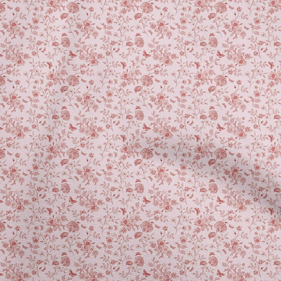 oneOone Cotton Silk Light Pink Fabric Baroque Fabric For Sewing Printed Craft Fabric By The Yard 42 Inch Wide