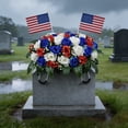 thumbnail image 4 of FHLFN717 Artificial Satin Saddle Flower Memorial Day Tombstone Decoration,Silk Flower Cemetery Decor 60cm Outdoor Grave Ornament, 4 of 7