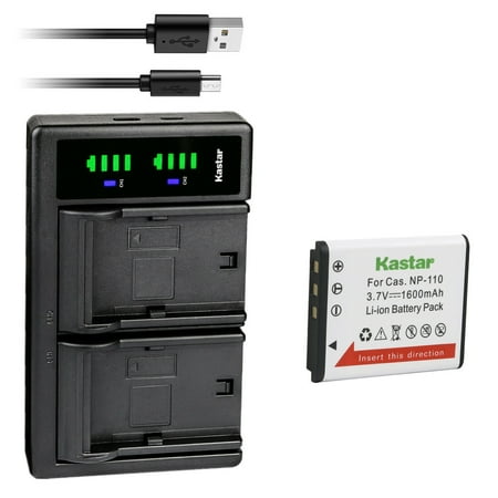 Kastar 1-Pack Battery and LTD2 USB Charger Compatible with Casio NP-110 NP-160 Battery Casio Exilim EX-ZR15 Exilim EX-ZR20 Exilim EX-FC500S Exilim EX-ZR50 Exilim EX-ZR55 Cameras