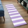 thumbnail image 4 of Purple Striped Large Area Rugs for Bedroom Living Room, Soft Non Slip Carpet Bedside Rug, Modern Farmhouse Purple White Stripes Rectangular Floor Cover Kitchen Accent Rug 2'x6' for Dining Room/Office, 4 of 9