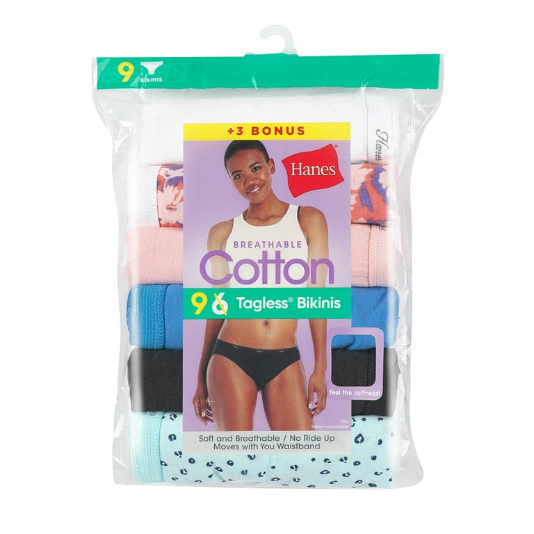 Hanes 6-Pack No Ride Up Cotton Bikini (Bonus +2)