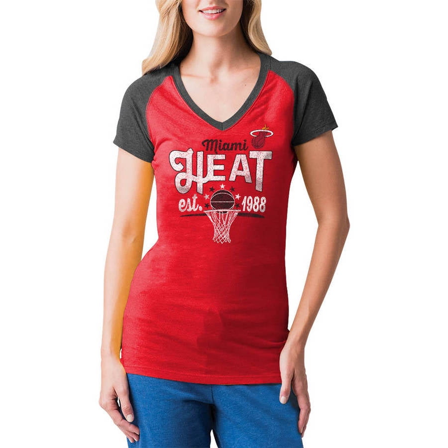 NBA Miami Heat Women's Short Sleeve Raglan V Neck Tee - Walmart.com - Walmart.com